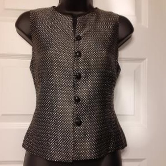 Petite Sophisticate Black with Gold and White Vest - Picture 1 of 8
